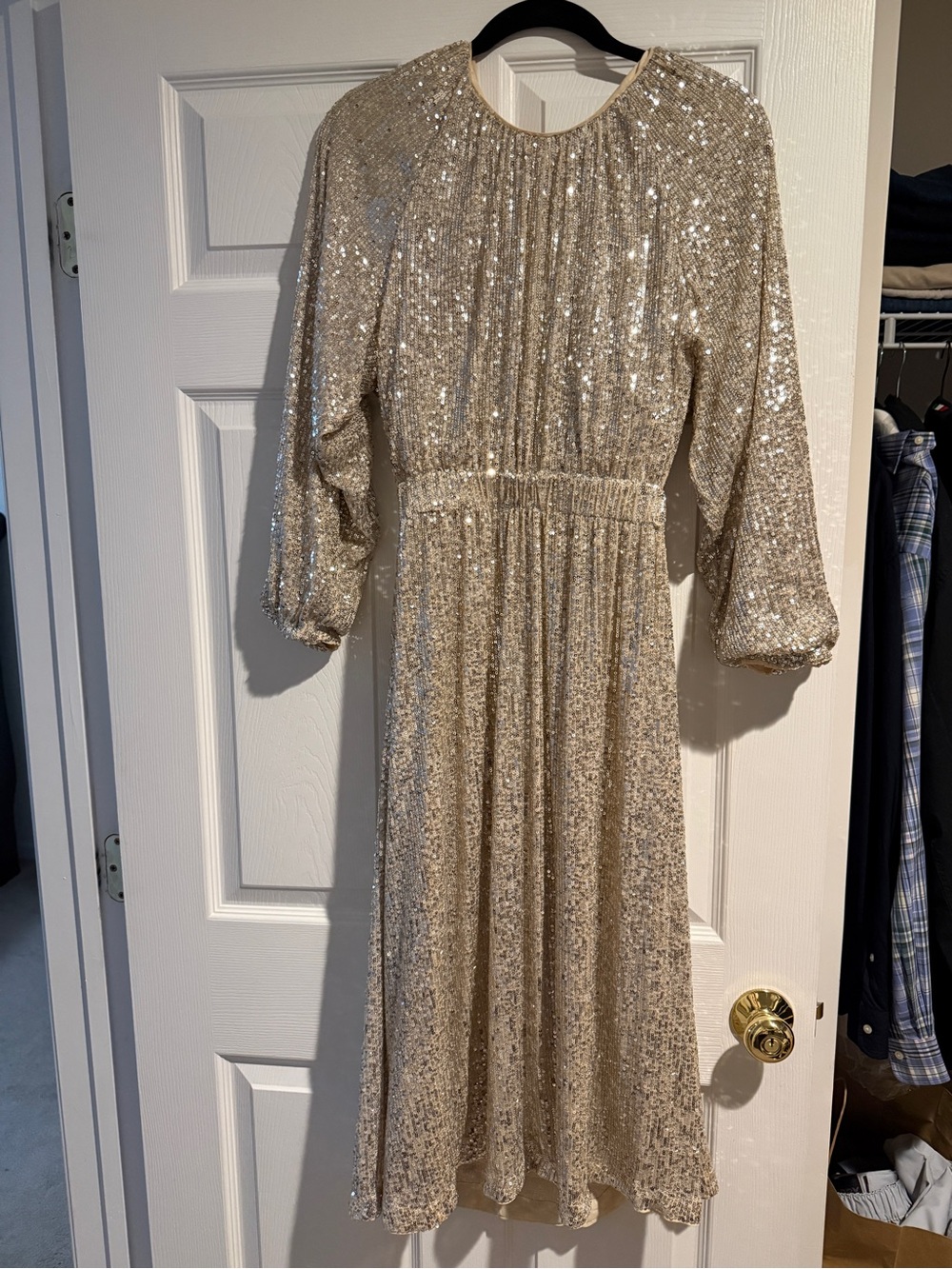 H&M Gold Sequin Midi Dress
